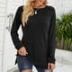 thumbnail image 2 of Moda mujer Casual sólido redondo manga larga suelta camiseta otoño blusa pulóver bolsillos Tops Pompotops  FGAJ3999, 2 of 8