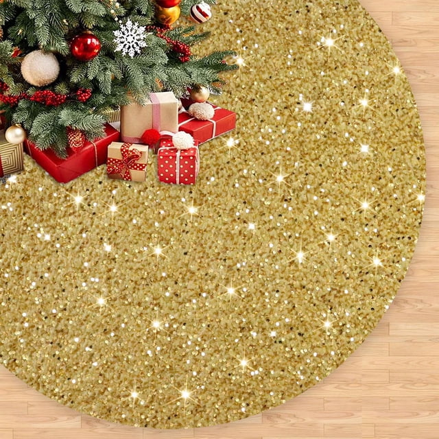 Falda para árbol de Navidad FUHSY, terciopelo con lentejuelas doradas, 36 pulgadas