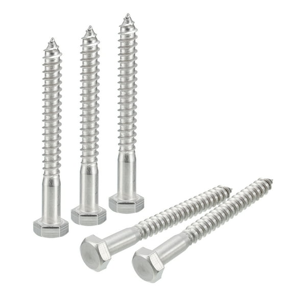Unique Bargains Hex Head Lag Screws Bolts, 5/16" x 3" 304 Stainless Steel Partial Thread Wood Screws, 30 Pack