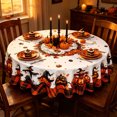 thumbnail image 3 of Halloween Round Tablecloth, Polyester Halloween Elements Printed Table Cover, Stain Resistant Reusable Dining Table Cloth for Kitchen Holiday Party Home Decor, 3 of 6