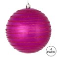 thumbnail image 3 of Vickerman 4" Fuchsia Candy Finish Ball Ornament with Glitter Lines, 4 per Bag, 3 of 3