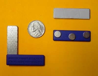100 Strong Magnetic Badge Holders Blue Plastic Name Badge 3 Neo Magnets, Back Plate with Adhesive