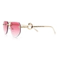 thumbnail image 6 of Cheetah Ring Jewel Arm Rimless Rectangular Bevel Lens Sunglasses Gold - Pink, 6 of 8