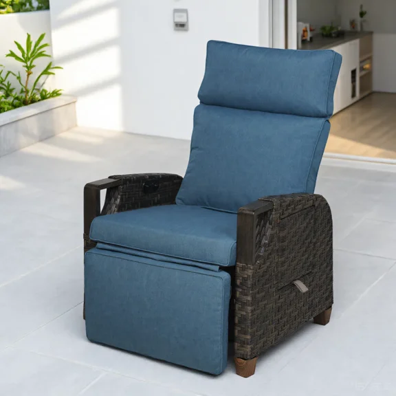 EVERITE Wide Air Pump Patio Chair,Indoor/Outdoor Inflatable Support Lounge Seat,Blue