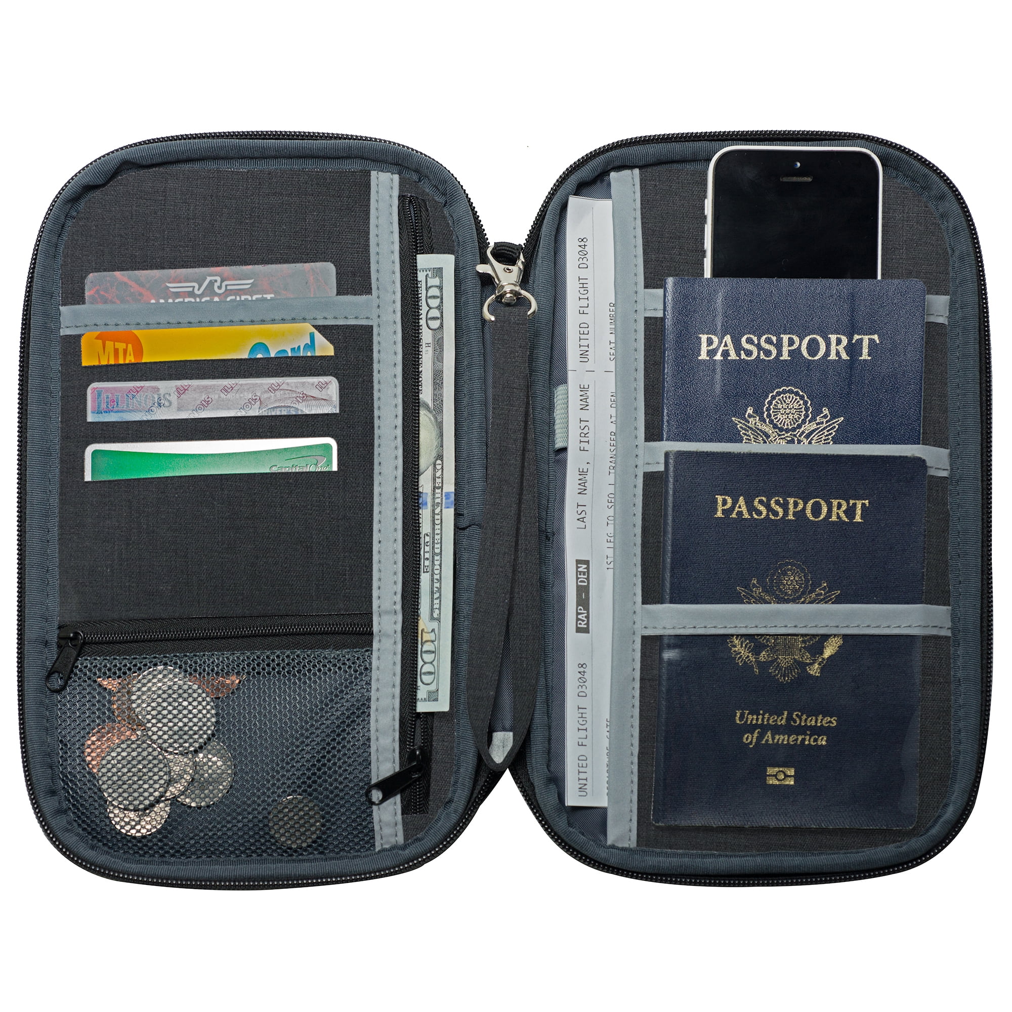 travel bag for passport and tickets