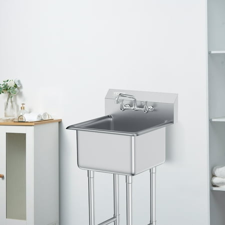 VEVOR Commercial Sink Stainless Steel Bowl Catering Sink Freestanding Utility & Prep Washing Equipment 18''*18''