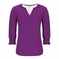 thumbnail image 7 of ClodeEU Women 3/4 Length Sleeve Blouses,Casual V Neck Shirts,Womens Tops with Smocked Cuffs Purple,Womens Plus XL, 7 of 7