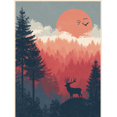 thumbnail image 1 of Toile Murale Rétro de Cerf de Forêt 15,75 X 11,81 Pouces, 1 of 8