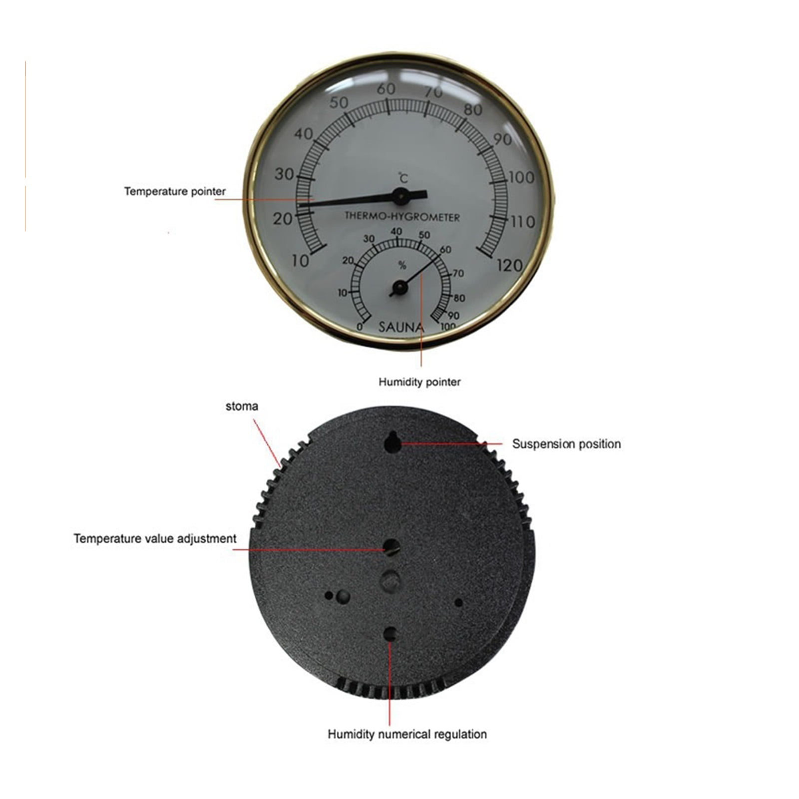Precision Sensor Pointer Hygrothermograph Multiple Use Thermometer Hygrometer for Sauna ,Fast Response