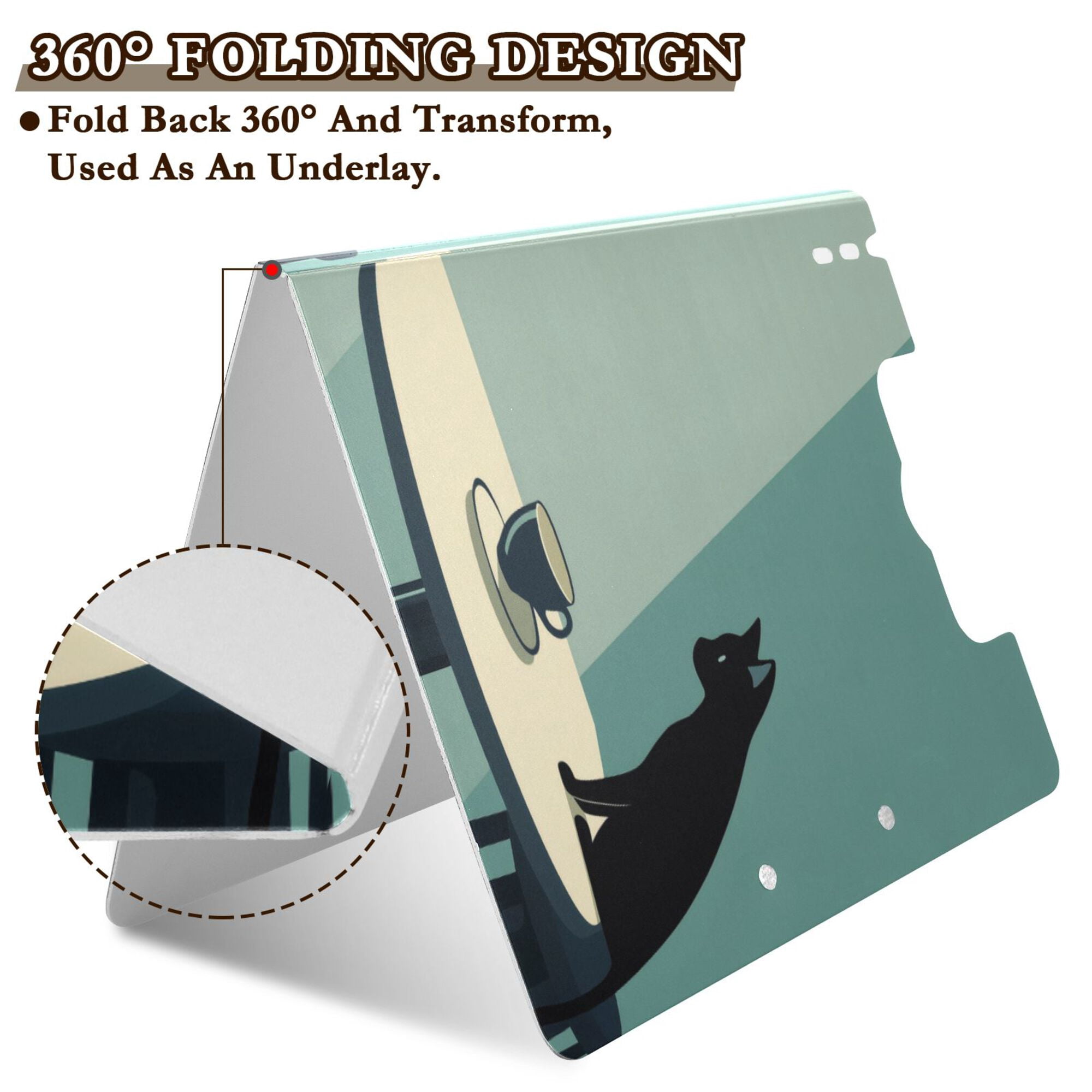 FORMRS A4 Clipboard Folder with Pen Holder Horizontal Foldable School Office Binder, Black Cat