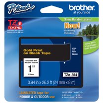 Genuine Brother 1" (24mm) Gold on Black TZe P-touch Tape for Brother PT-H500LI, PTH500LI Label Maker