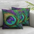 thumbnail image 3 of ONETECH Throw Pillow Cover Peacock Feathers Animal Beautiful Colorful Digital  Green Purple Square Pillow Case Cushion Cover for Home Car Decorative, 3 of 5
