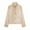 Beige, variant on Jackets for Women Elegant Suede Leather Jacket with Stand Collar and Buttoned Pockets for Women Leather Jacket Women