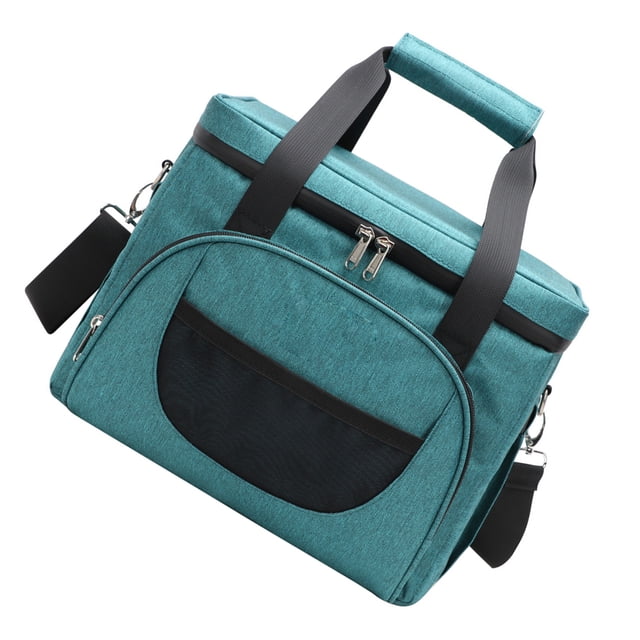Eigraketly Bolsa enfriadora de bebidas de vino, paquete de hombro térmico a prueba de fugas con múltiples bolsillos para exteriores con Kits de desorden para acampar Cian