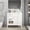 White 11, variant on 35.6 Mid-Century Bathroom Vanity with Patterned Glass & Motion-Sensor Light, Farmhouse Freestanding Vanity Cabinet, White MDF+Glass, High-End Restroom Storage