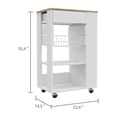 thumbnail image 3 of Depot E-Shop Rosemont Kitchen Cart With 2 Shelves, Casters, Basket Rack, And Drawer, White/ Light Oak, 3 of 5
