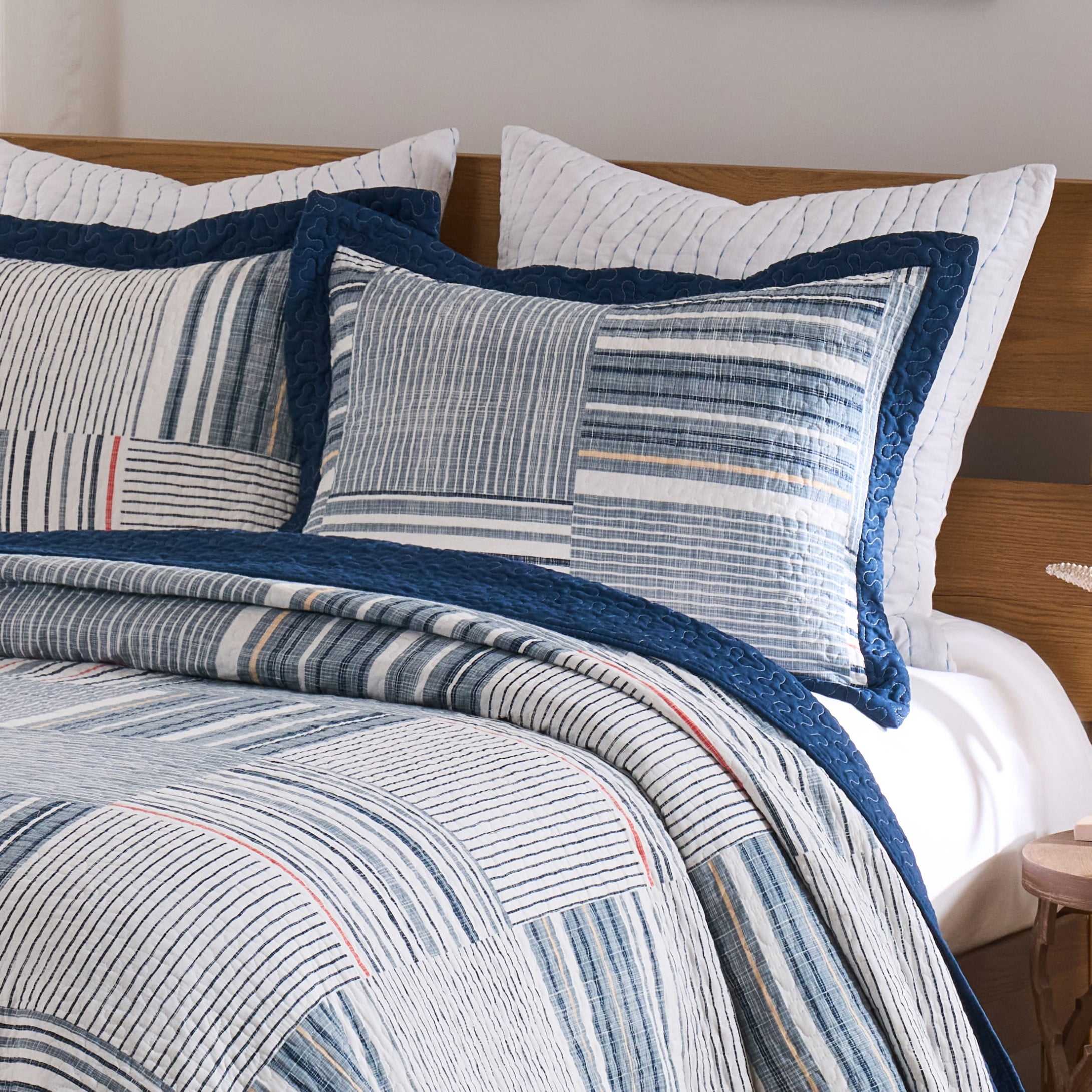 Greenland Home Fashions Voyage Cotton-Rich Quilted Patchwork Print Pillow Sham, All Ages, King