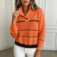 thumbnail image 4 of Vynhevius Women's Henley Sweater Striped Colorblock Waffle Knit Long Sleeve Loose Fit Fall Casual Pullover Knit Tops, 4 of 8