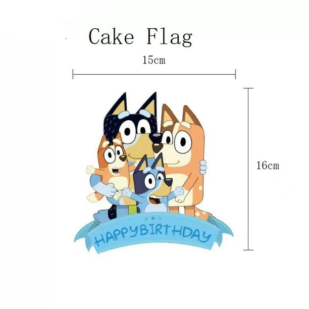 Bluey Bingo Tema Rosa Azul Perro Fiesta Suministros Plato De Papel Taza Bandera Mantel Pistas Cumpleaños Pastel Decoración Vajilla