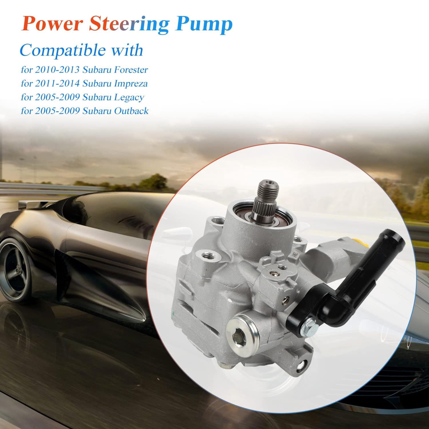PANGOLIN Power Steering Pump 21-5196 Compatible with 2005-2014 Subaru Forester Impreza Legacy Outback 2.5L Power Assist Steering Pump Replace Part OE 34430AG03A, 34430AG03B, 34430AG0419L