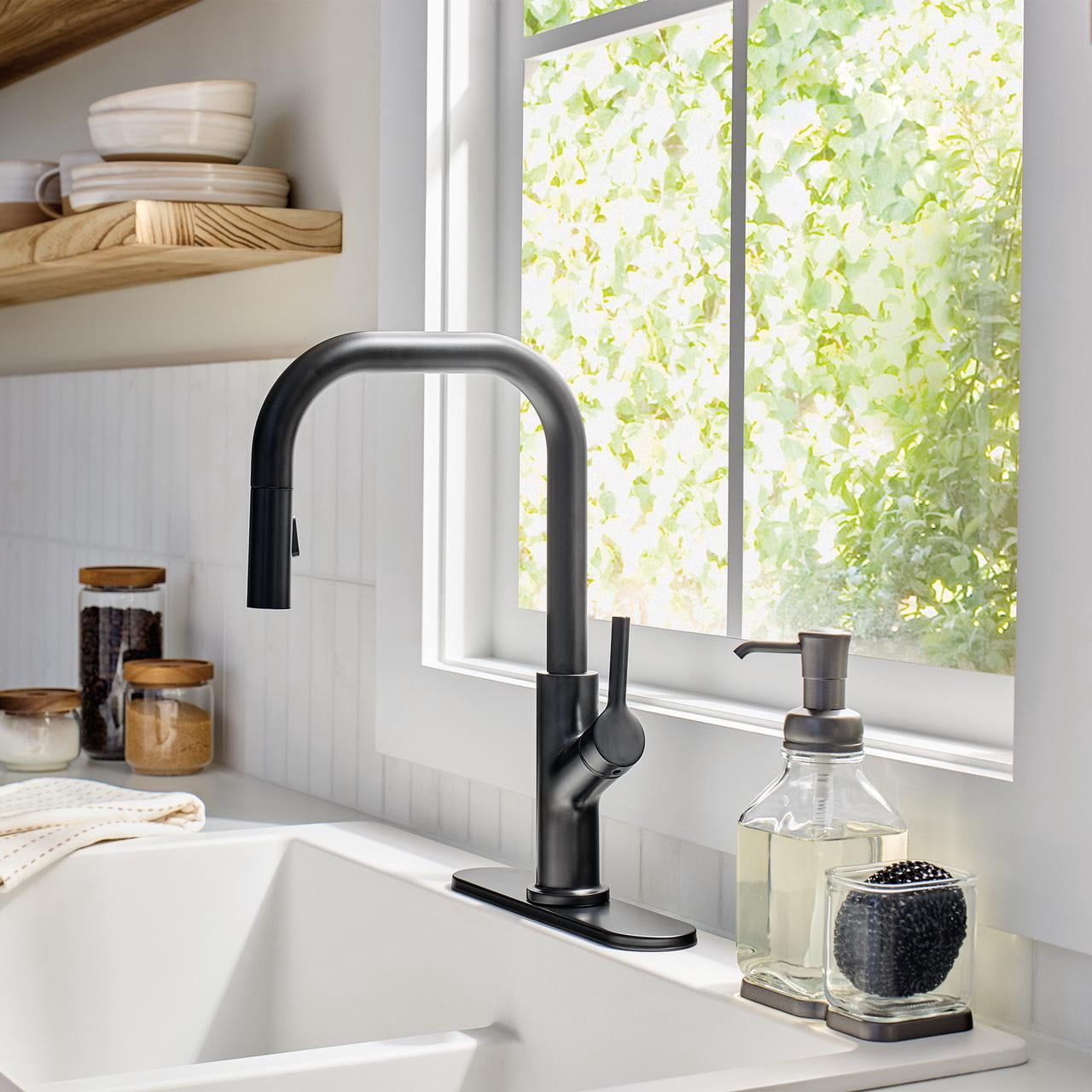 Better Homes & Gardens Sleek Simplicity Matte Black Pull Down Kitchen Faucet