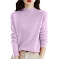 thumbnail image 2 of Women's 100% Merino Wool 2024 Fall Winter First-Line Ready to Wear Long Sleeve Seamless Knit Mock Neck Sweater Purple S, 2 of 5
