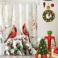 thumbnail image 5 of Christmas Bird Red Berry Leaves Shower Curtain for Bathroom, Winter Snow Branch Waterproof Shower Curtains Washable Quick Dry with Hooks Bathtub Curtains 72x72IN, 5 of 9