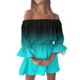 thumbnail image 1 of Kcodviy Robe d'Été Midi à Épaules Dénudées pour Femme, Robe d'Été Ample à Imprimé Floral Boho, Robe pour Femme, Blouse à Manches Évasées, Robes d'Été Mini avec Mi-Longues, Robe d'Été pour Femme à Manches Longues, 1 of 5