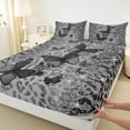 thumbnail image 3 of jejeloiu Leopard Pattern Full Size Sheets,Gray Black Butterfly Bed Sheets,Chic Sbling Print Sheet Sets For Girl Kids,Microfiber Bedroom Decor,4-Piece, 3 of 7