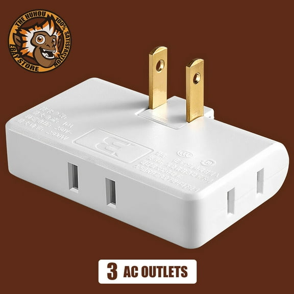 2 Prong Thin Wall Tap Power Flat Outlet Extender Plug Adapter Home School Office