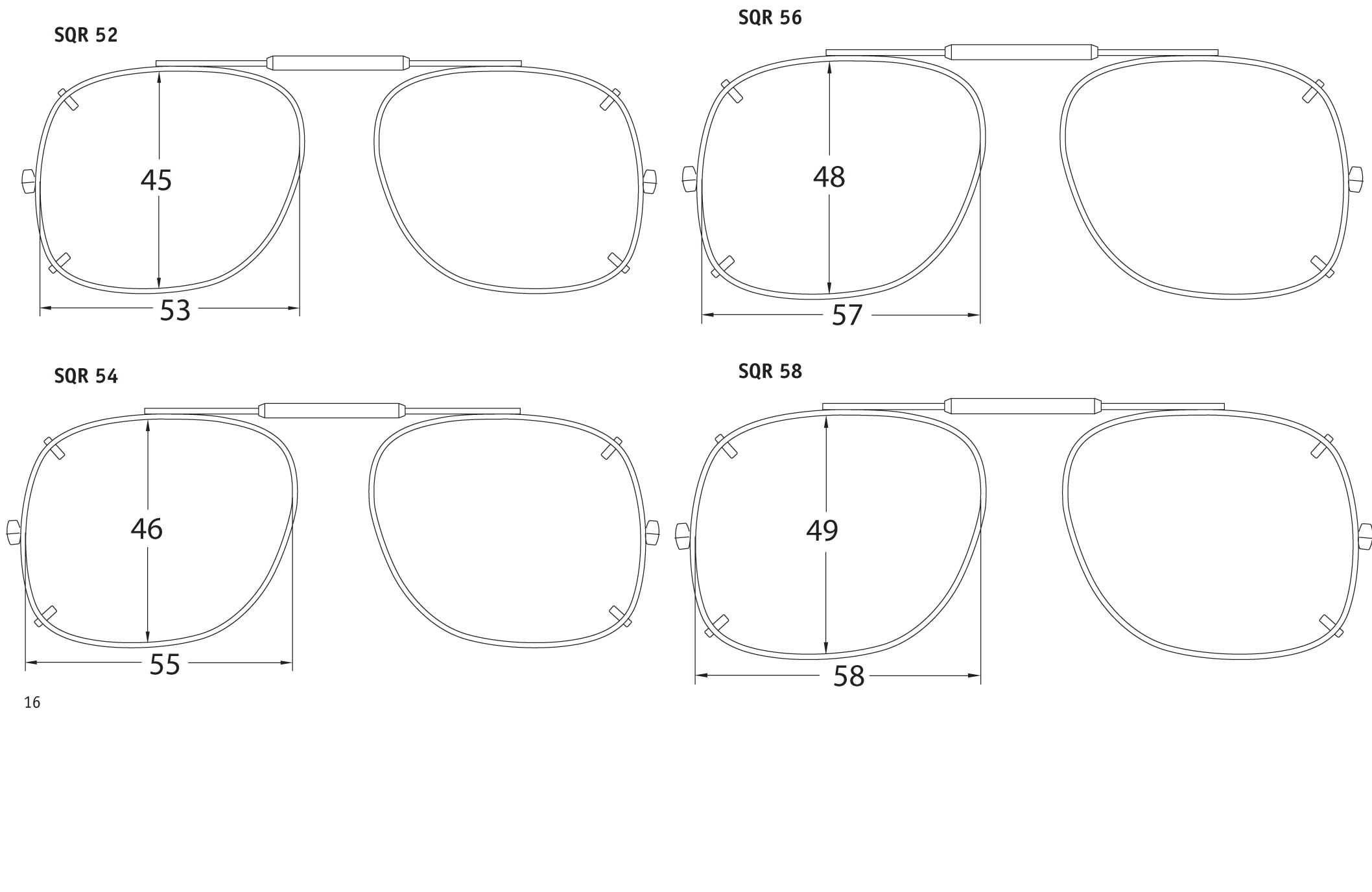 Visionaries Polarized Clip on Sunglasses Square Bronze Frame 57 x 48 Eye