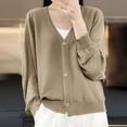 thumbnail image 2 of ZHENHONG Crew Cardigans Womens, Women's Ice Silk Linen Loose Thin V Neck Long Sleeve CardiganCardigans for Women, 2 of 9