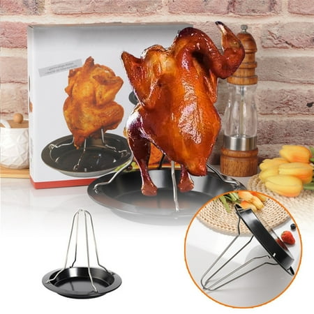 

Barbecue Tools Chicken Holder Rack Stainless Steel Grilled Chicken Plate Non Stick Outdoor Portable Bracket