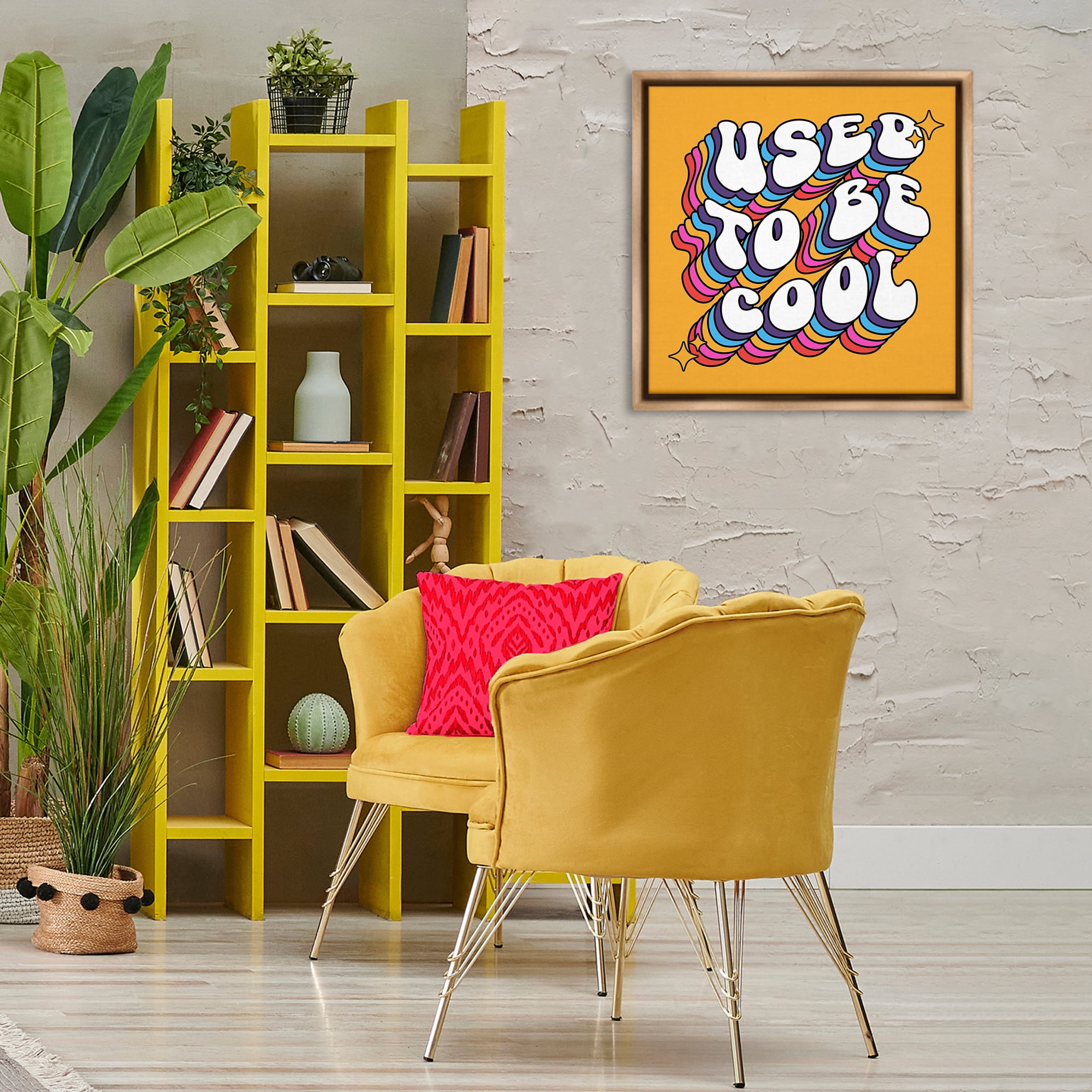 Stupell Industries Groovy Used To Be Cool Text & Numbers Painting Brown Floater Framed Canvas Art Print Wall Art, 25 x 25
