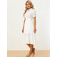 thumbnail image 2 of Vestido midi fluido de cintura alta con cuello en V y encaje de verano para mujer blanco XS, 2 of 6