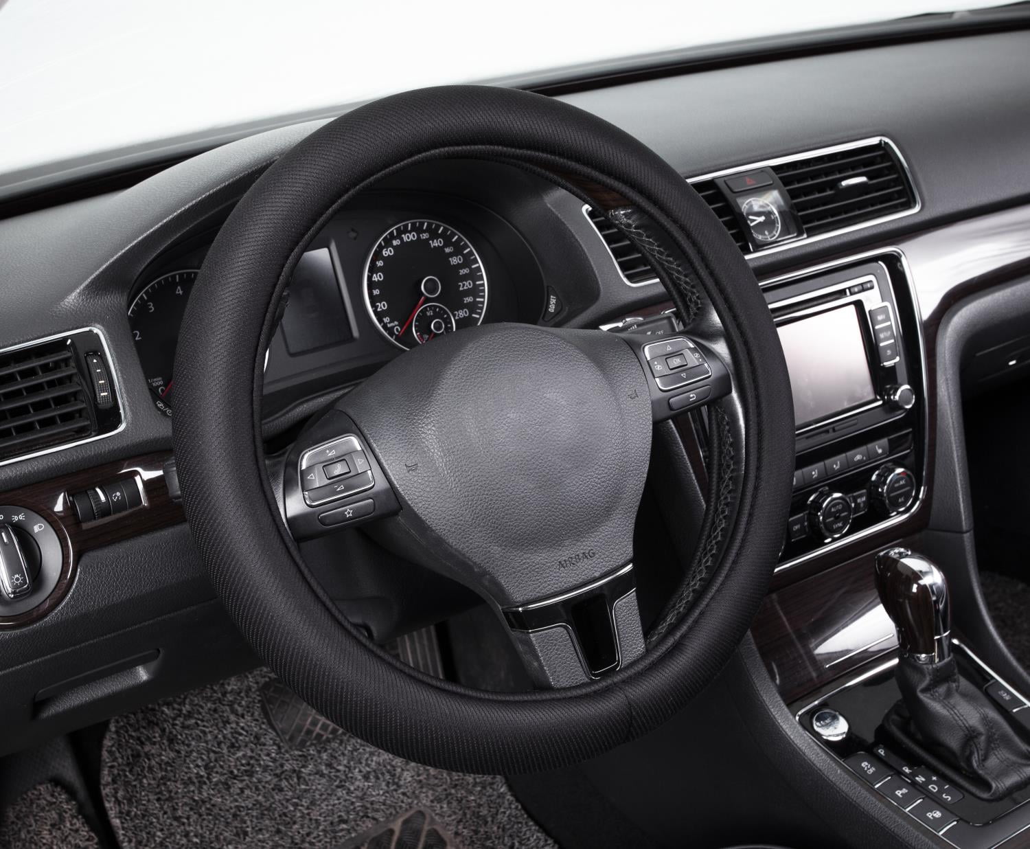 Auto Drive 1PC Steering Wheel Cover Comfort Memory Foam Polyster Black - Universal Fit, 21SWC36