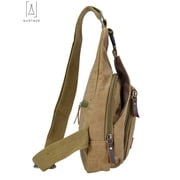 Gustave Canvas Sling Bag for Men & Women Anti-Theft Chest Shoulder Bag Vintage Casual Crossbody Backpack Messenger Bag for Travel Hiking Khaki