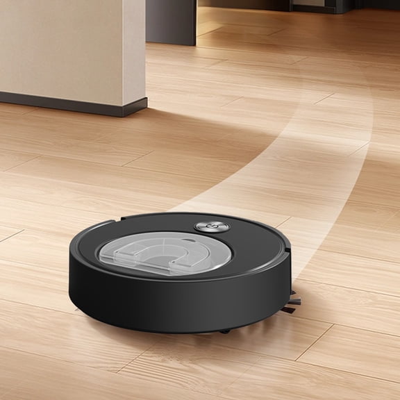 Kumdkd Robot Vacuum Cleaner with Mop, 2-in-1 Automatic Sweeper for Pet Hair and Hard Floors, Ultra-Thin 2" Body, Low Noise, 45 Mins Runtime, Transparent Dust Bin, for Wood Tile Floor, Black