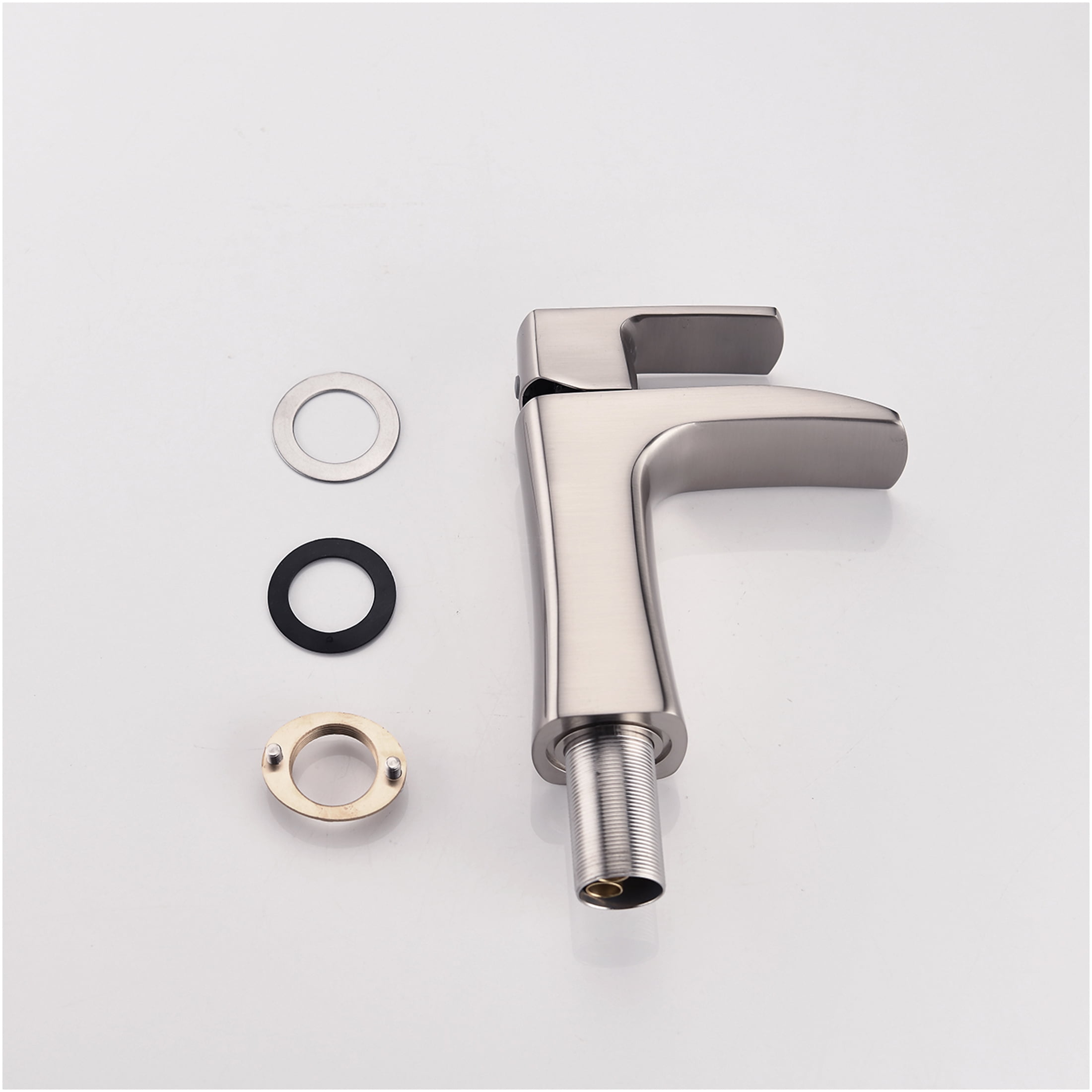 JERFIT Waterfall Bathroom Sink Faucet Single Handle, Brushed Nickel 1-Hole Vessel Vanity Tap with Pop-Up Drain, Brass Construction