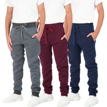 3 Pack: Boys Youth Active Athletic Soft Fleece Jogger Sweatpants