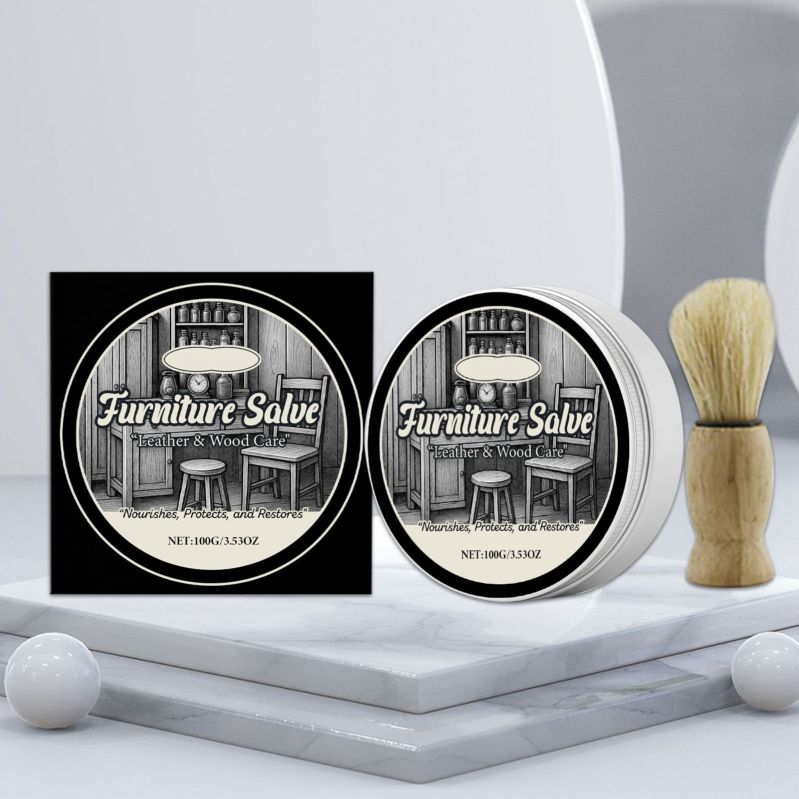 Yunuuuoa 3 Packs Leather and Wood Repair Ointment, Furniture Salve for Sofa Chair Table Cabinet, Restores Moisturizes Protects, Natural Beeswax Shea Butter Formula, Scratch Care Polish & Conditioner