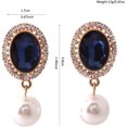 thumbnail image 5 of Gold Plated Rhinestone Crystal Simulated Pearl Clip-on Drop Earrings, 5 of 12