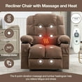 thumbnail image 4 of Power Recliner Chair for Adults, UHOMEPRO Swivel Recliner Chair with Massage and Heat, Manual Nursery Rocker Chair Sofa with USB Port, Modern Living Room Lounge Chair with Side Pockets, Brown, 4 of 12