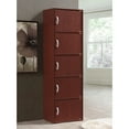 thumbnail image 3 of Hodedah 5 Shelf Home Enclosed Organization Storage Cabinet, Mahogany, 3 of 6