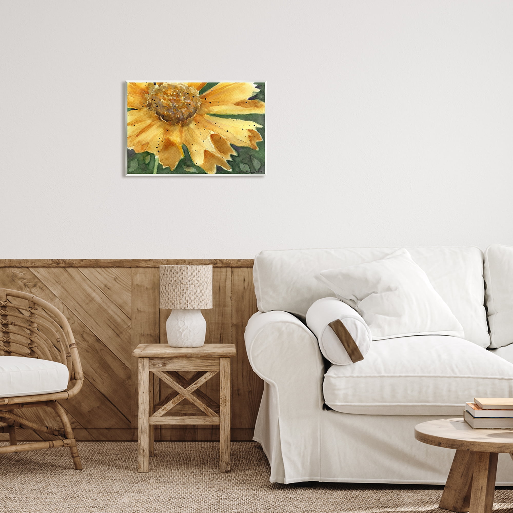 Stupell Industries Modern Sunflower Watercolor Botanical & Floral Painting Unframed Art Print Wall Art, 19 x 13