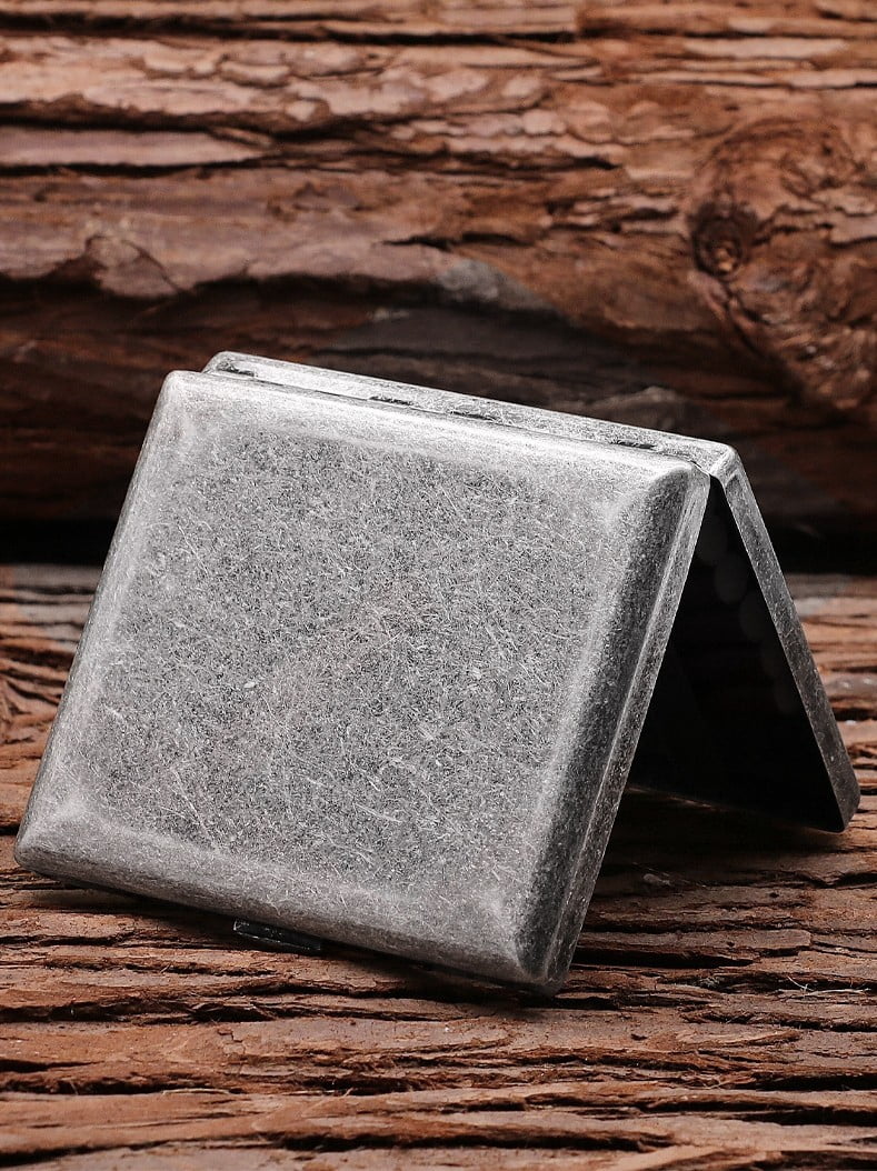 ancient silver cigarette box 20 pieces portable thick men's retro anti-pressure copper cigarette box with engraving on the middle,SKU00340-16支装铜滚花烟盒