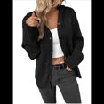 thumbnail image 3 of Cárdigan Informal con Cuello en V y Botones para Mujer, Sudadera con Capucha y Larga Negro M, 3 of 9