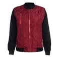 thumbnail image 3 of Veste Bomber Décontractée à Fermeture Éclair Automne Hiver pour Femmes Manteau Patchwork Ample, 3 of 7