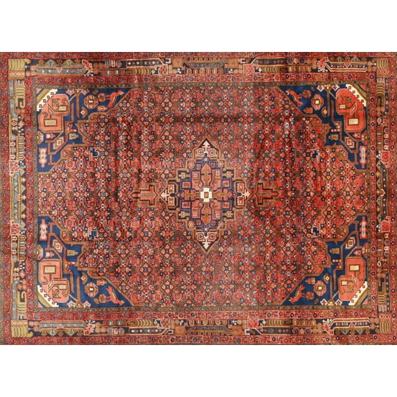 Ahgly Company Machine Washable Indoor Rectangle Traditional Rust Pink Area Rugs, 7' x 9'