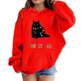 thumbnail image 2 of Tfken Sweatshirt For Girls Size 5-6 Years Hooded Long Sleeve Tops Fashion Cartoon Print Red Hoodies, 2 of 4